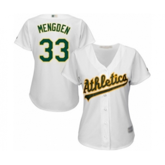 Women's Oakland Athletics #33 Daniel Mengden Authentic White Home Cool Base Baseball Player Jersey - Ujersey
