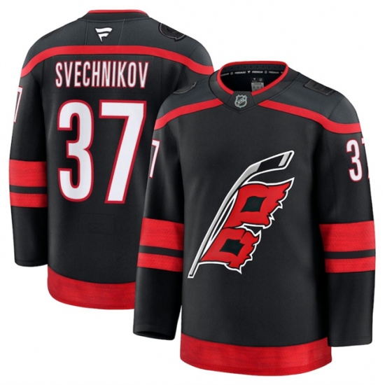Men's Carolina Hurricanes #37 Andrei Svechnikov Black 2024-25 Home Stitched Hockey Jersey - Ujersey
