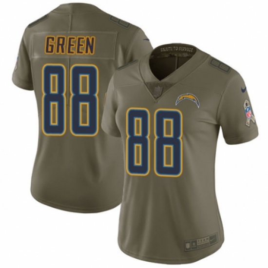 Women's Nike Los Angeles Chargers #88 Virgil Green Limited Olive 2017 Salute to Service NFL Jersey - Ujersey