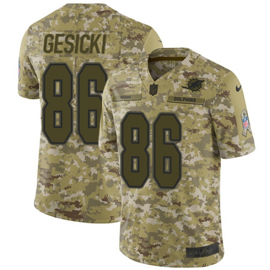 Youth Nike Miami Dolphins #86 Mike Gesicki Limited Camo 2018 Salute to Service NFL Jersey - Ujersey