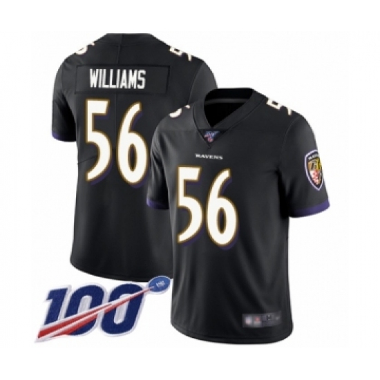 Men's Baltimore Ravens #56 Tim Williams Black Alternate Vapor Untouchable Limited Player 100th Season Football Jersey - Ujersey