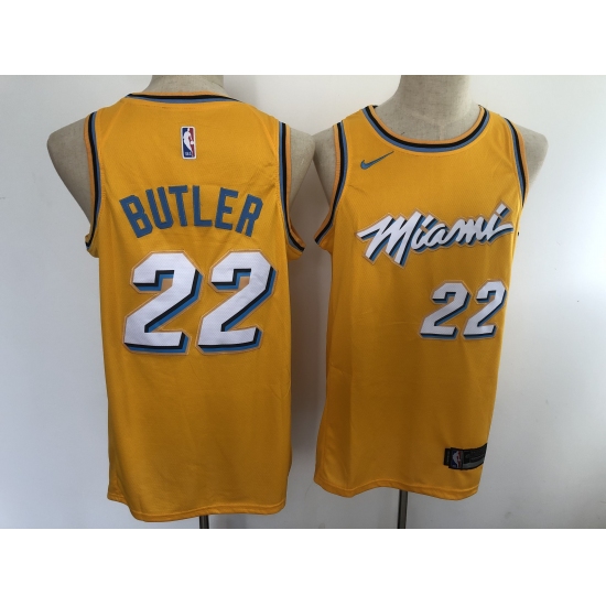 Men's Nike Miami Heat #22 Jimmy Butler Yellow City Swingman Basketball Jersey