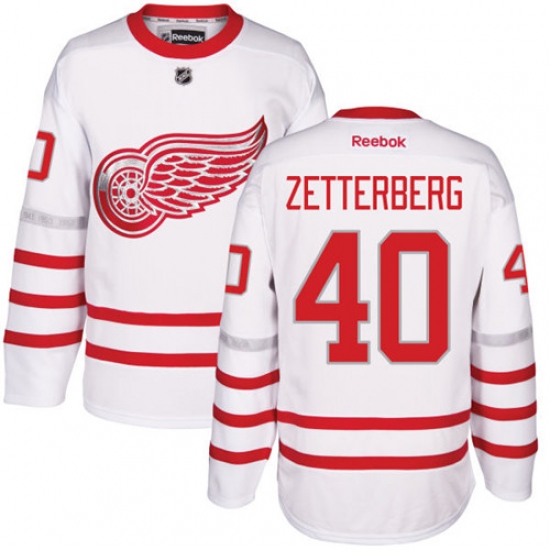 Men's Reebok Detroit Red Wings #40 Henrik Zetterberg Authentic White 2017 Centennial Classic NHL Jersey - Ujersey