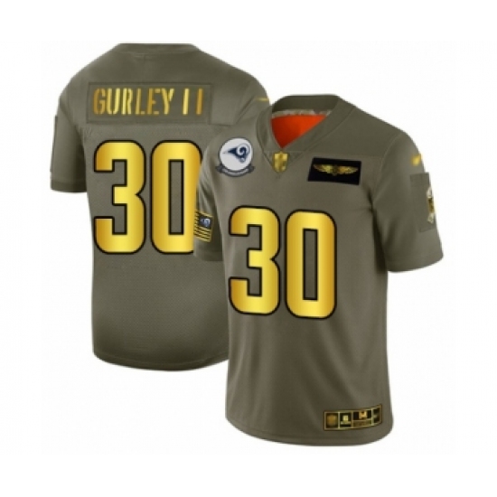 Men's Los Angeles Rams #30 Todd Gurley Olive Gold 2019 Salute to Service Limited Player Football Jersey - Ujersey