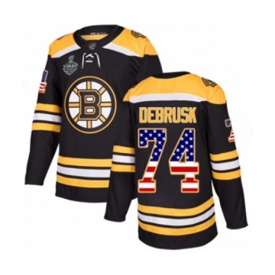 Youth Boston Bruins #74 Jake DeBrusk Authentic Black USA Flag Fashion 2019 Stanley Cup Final Bound Hockey Jersey - Ujersey