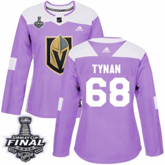 Women's Adidas Vegas Golden Knights #68 T.J. Tynan Authentic Purple Fights Cancer Practice 2018 Stanley Cup Final NHL Jersey - Ujersey