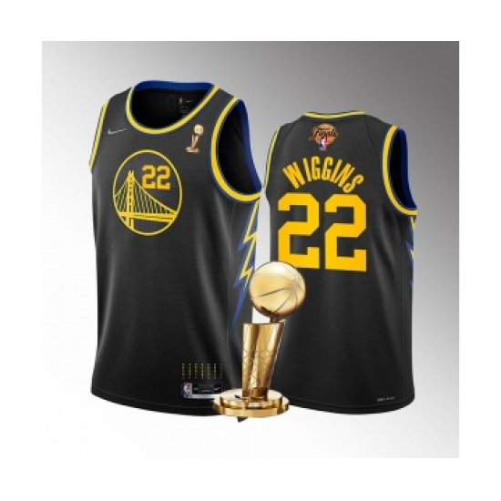 Men's Golden State Warriors #22 Andrew Wiggins Black 2022 NBA Finals Champions Stitched Jersey - Ujersey