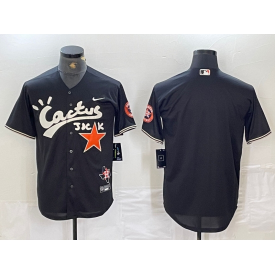 Men's Houston Astros Blank Black Cactus Jack Vapor Premier Stitched Baseball Jersey - Ujersey