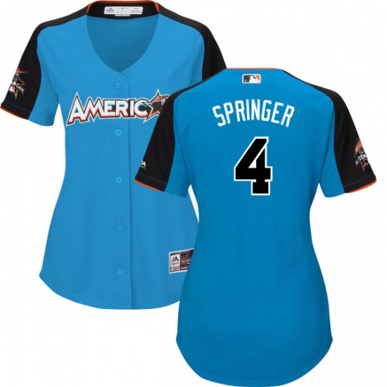 Women's Majestic Houston Astros #4 George Springer Authentic Blue American League 2017 MLB All-Star MLB Jersey - Ujersey