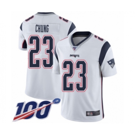 Men's New England Patriots #23 Patrick Chung White Vapor Untouchable Limited Player 100th Season Football Jersey - Ujersey