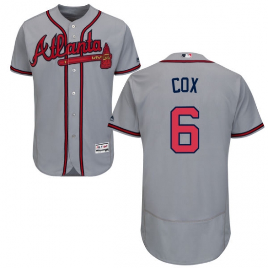 Men's Majestic Atlanta Braves #6 Bobby Cox Grey Road Flex Base Authentic Collection MLB Jersey - Ujersey