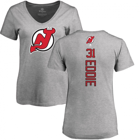 NHL Women's Adidas New Jersey Devils #31 Eddie Lack Ash Backer T-Shirt - Ujersey
