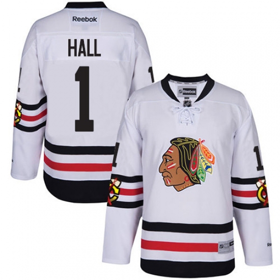 Youth Reebok Chicago Blackhawks #1 Glenn Hall Premier White 2017 Winter Classic NHL Jersey - Ujersey
