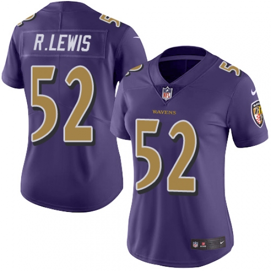 Women's Nike Baltimore Ravens #52 Ray Lewis Limited Purple Rush Vapor Untouchable NFL Jersey - Ujersey
