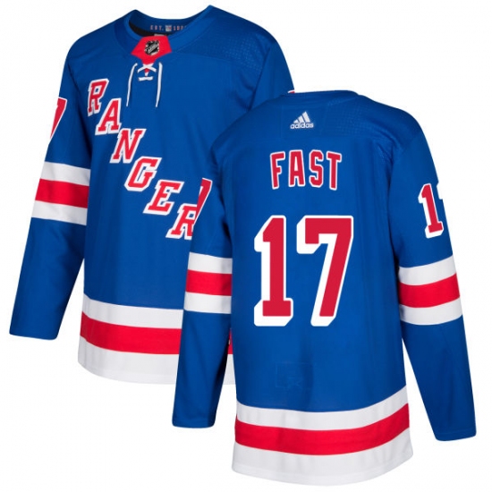 Men's Adidas New York Rangers #17 Jesper Fast Premier Royal Blue Home NHL Jersey - Ujersey