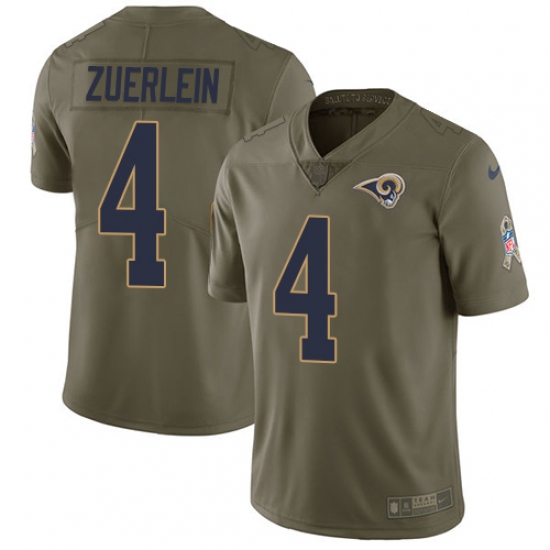 Men's Nike Los Angeles Rams #4 Greg Zuerlein Limited Olive 2017 Salute to Service NFL Jersey - Ujersey