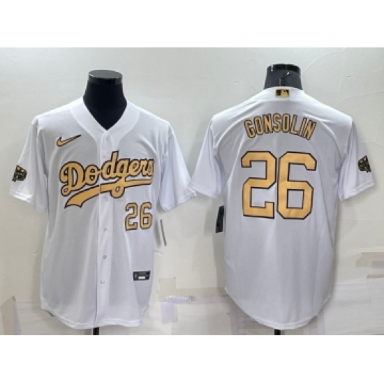 Men's Los Angeles Dodgers #26 Tony Gonsolin Number White 2022 All Star Stitched Cool Base Nike Jersey - Ujersey