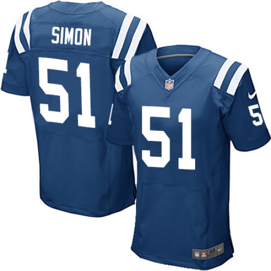 Men's Nike Indianapolis Colts #51 John Simon Elite Royal Blue Team Color NFL Jersey - Ujersey