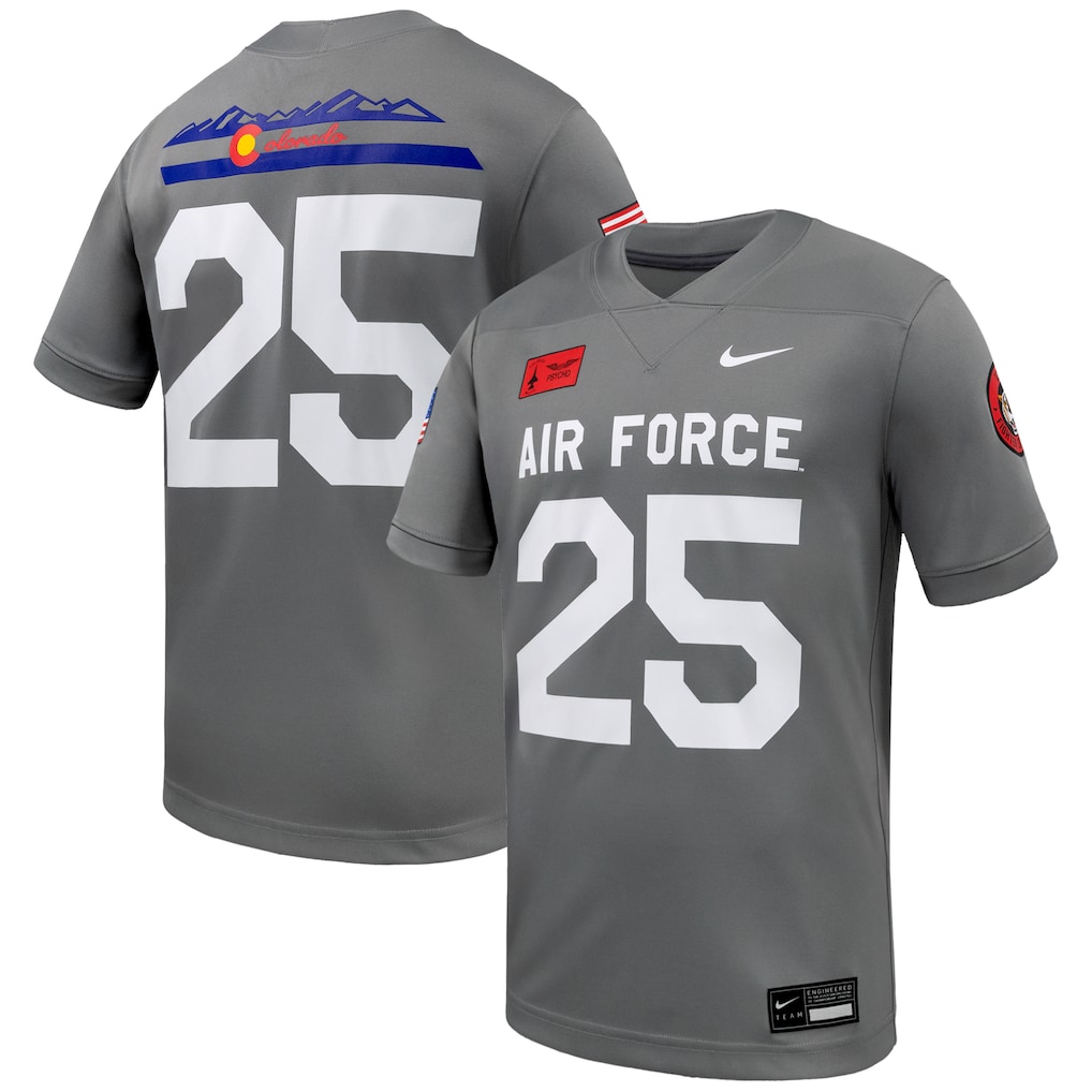 Men's Nike #25 Gray Air Force Falcons APLS Fighting Falcon Collection Game Football Jersey