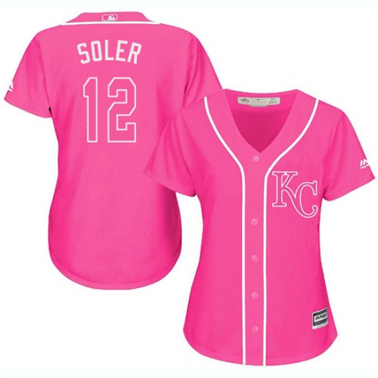 Women's Majestic Kansas City Royals #12 Jorge Soler Authentic Pink Fashion Cool Base MLB Jersey - Ujersey