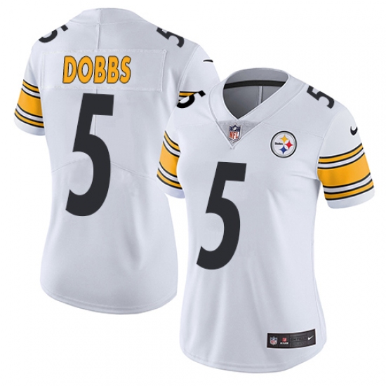 Women's Nike Pittsburgh Steelers #5 Joshua Dobbs White Vapor Untouchable Limited Player NFL Jersey - Ujersey