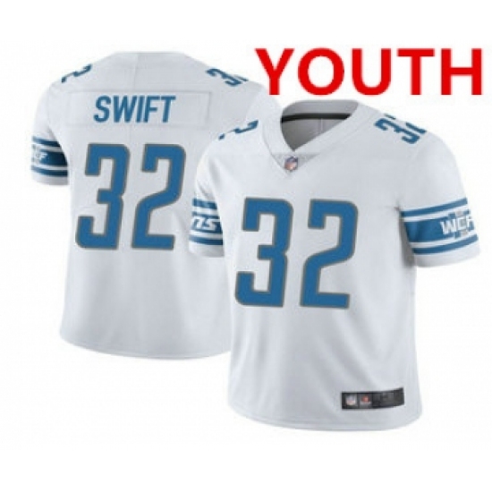 Youth Detroit Lions #32 DAndre Swift White Vapor Untouchable Limited Stitched NFL Jersey - Ujersey