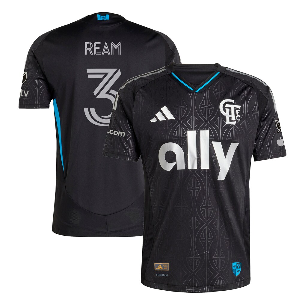 Men's Charlotte FC Tim Ream adidas Black 2025 Fortress Kit Authentic Player Jersey - Ujersey