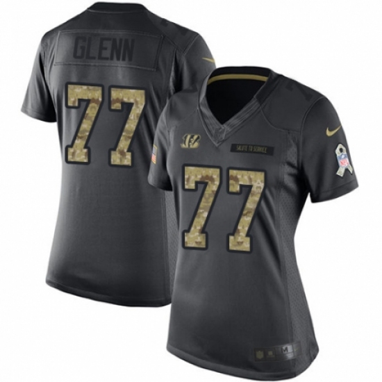 Women's Nike Cincinnati Bengals #77 Cordy Glenn Limited Black 2016 Salute to Service NFL Jersey - Ujersey