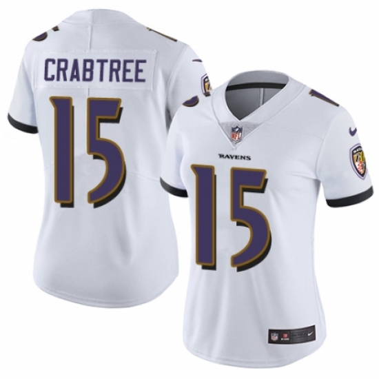 Women's Nike Baltimore Ravens #15 Michael Crabtree White Vapor Untouchable Limited Player NFL Jersey - Ujersey