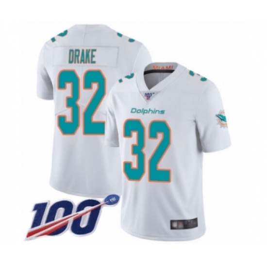 Men's Miami Dolphins #32 Kenyan Drake White Vapor Untouchable Limited Player 100th Season Football Jersey - Ujersey