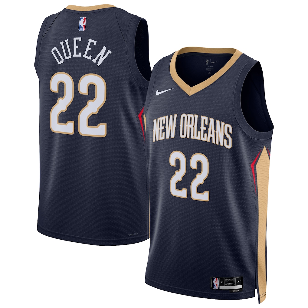 Unisex New Orleans Pelicans Derik Queen Nike Navy Swingman Jersey - Icon Edition - U-jersey