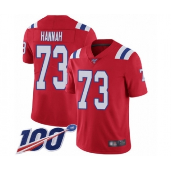 Men's New England Patriots #73 John Hannah Red Alternate Vapor Untouchable Limited Player 100th Season Football Jersey - Ujersey