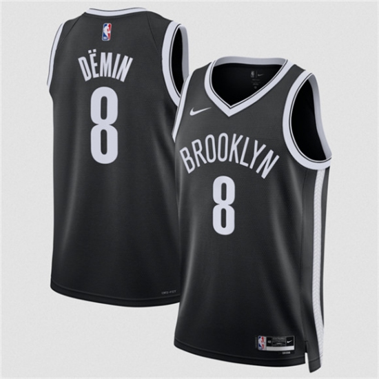 Men's Brooklyn Nets #8 Egor Demin Black Icon Edition Stitched Basketball Jersey - Ujersey