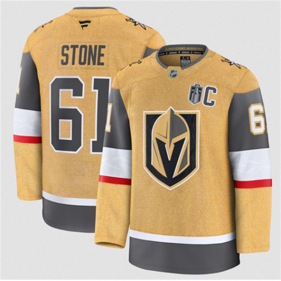 Men's Vegas Golden Knights #61 Mark Stone Gold 2026 Stanley Cup Final And C Patch Home Stitched Hockey Jersey - Ujersey