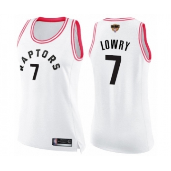 Women's Toronto Raptors #7 Kyle Lowry Swingman White Pink Fashion 2019 Basketball Finals Bound Jersey - Ujersey