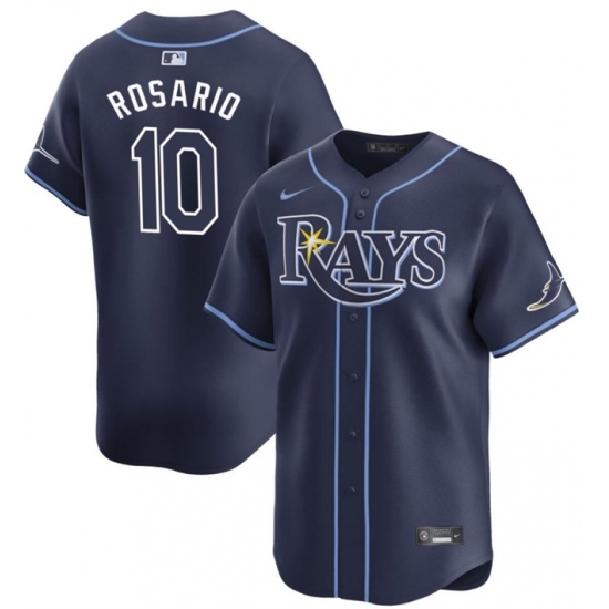 Men's Tampa Bay Rays #10 Amed Rosario Navy Away Limited Stitched Baseball Jersey