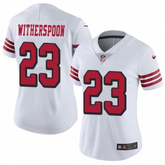 Women's Nike San Francisco 49ers #23 Ahkello Witherspoon Limited White Rush Vapor Untouchable NFL Jersey - Ujersey