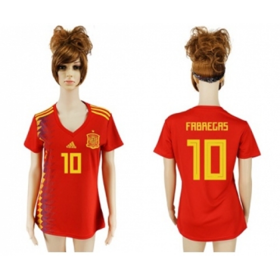Women's Spain #10 Fabregas Red Home Soccer Country Jersey