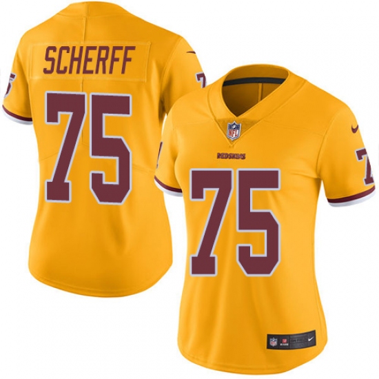 Women's Nike Washington Redskins #75 Brandon Scherff Limited Gold Rush Vapor Untouchable NFL Jersey