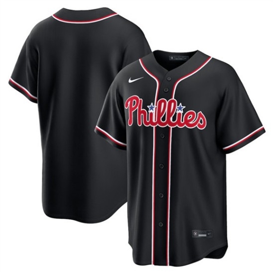 Men's Philadelphia Phillies Blank Fashion Black Out Stitched Baseball Jersey - Ujersey