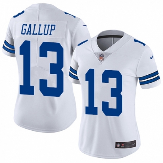 Women's Nike Dallas Cowboys #13 Michael Gallup White Vapor Untouchable Limited Player NFL Jersey - Ujersey