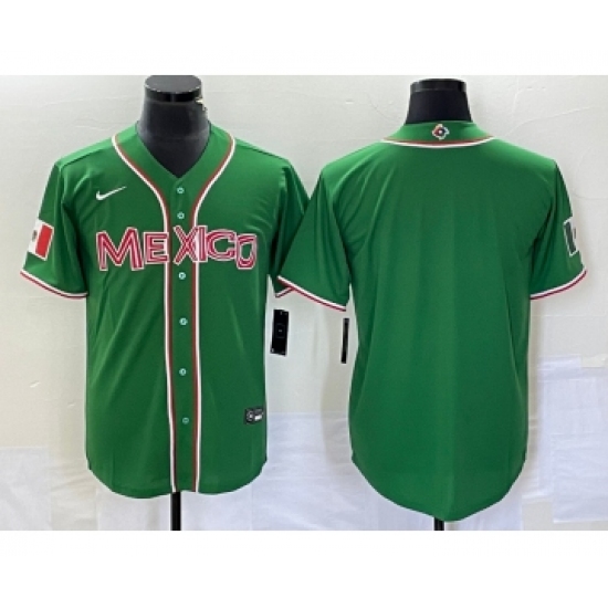 Men's Mexico Baseball Blank Green 2023 World Baseball Classic Stitched Jersey