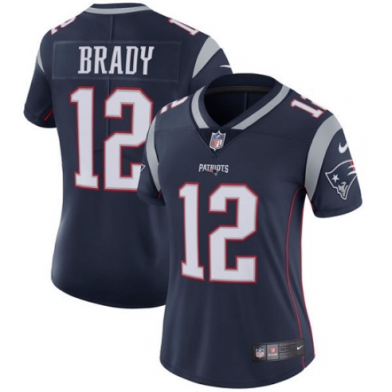 Women's Nike New England Patriots #12 Tom Brady Navy Blue Team Color Vapor Untouchable Limited Player NFL Jersey - Ujersey