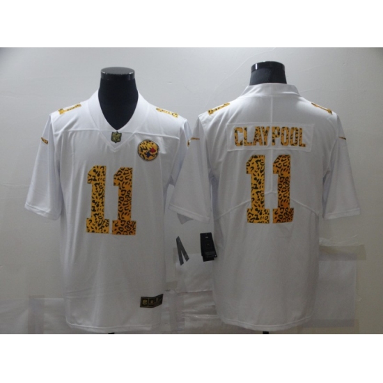 Men's Pittsburgh Steelers #11 Chase Claypool White Nike Leopard Print Limited Jersey - Ujersey