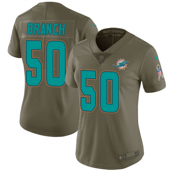 Women's Nike Miami Dolphins #50 Andre Branch Limited Olive 2017 Salute to Service NFL Jersey - Ujersey