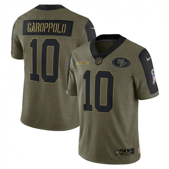 Men's San Francisco 49ers #10 Jimmy Garoppolo Nike Olive 2021 Salute To Service Limited Player Jersey - Ujersey
