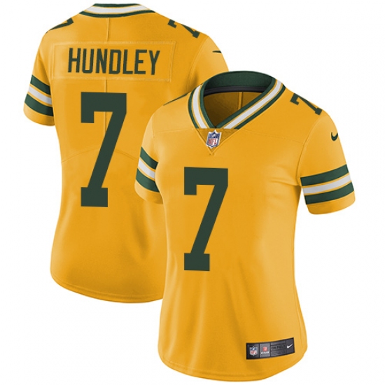 Women's Nike Green Bay Packers #7 Brett Hundley Limited Gold Rush Vapor Untouchable NFL Jersey - Ujersey