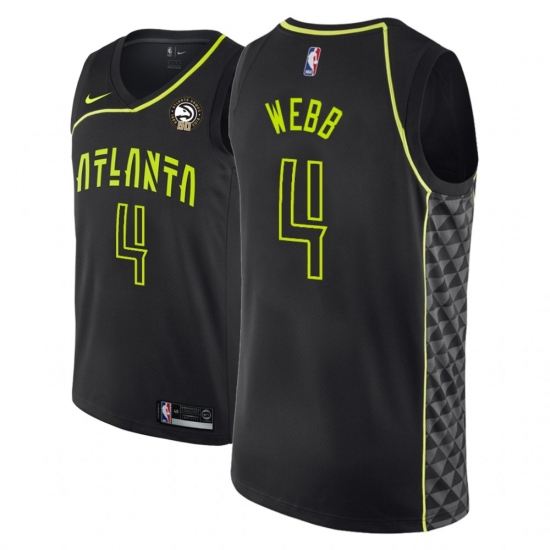 Men NBA 2018-19 Atlanta Hawks #4 Spud Webb 50th Anniversary City Edition Black Jersey - Ujersey