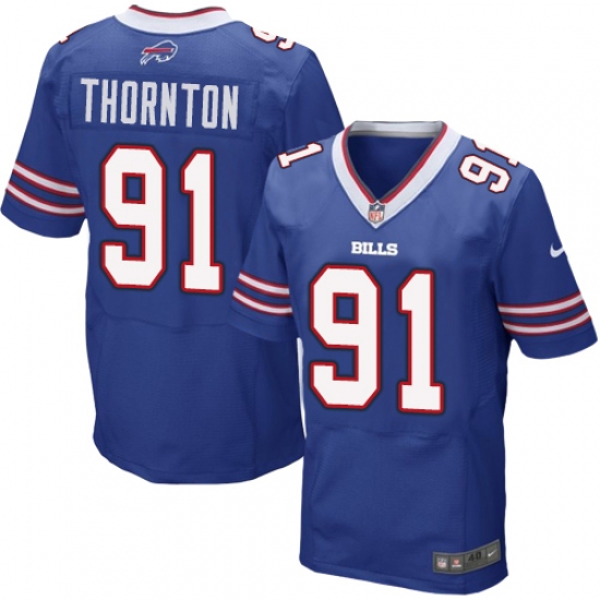 Men's Nike Buffalo Bills #91 Cedric Thornton Elite Royal Blue Team Color NFL Jersey - Ujersey