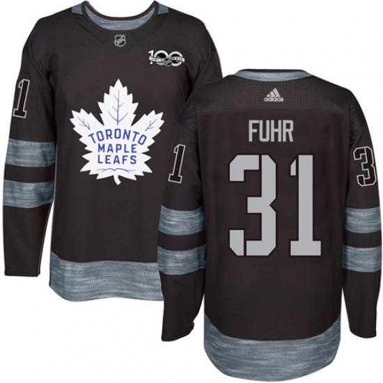 Men's Adidas Toronto Maple Leafs #31 Grant Fuhr Authentic Black 1917-2017 100th Anniversary NHL Jersey - Ujersey